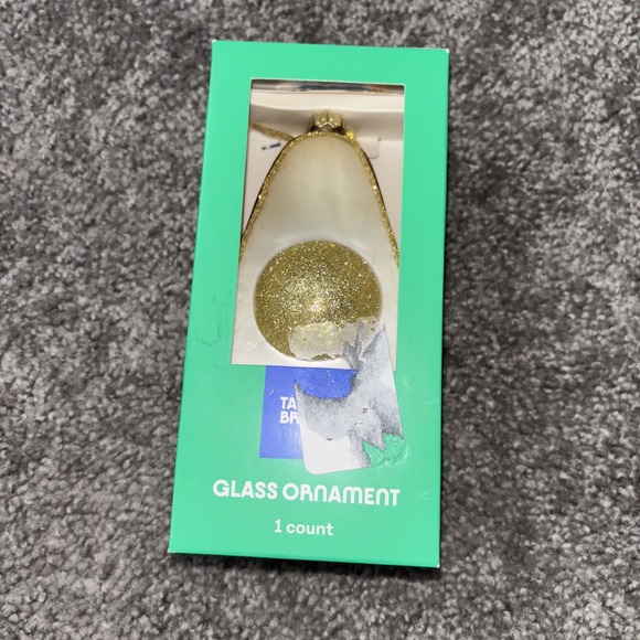 Other - New TABITHA BROWN Target GLASS AVOCADO ORNAMENT Christmas Tree GOLD GLITTER NIB